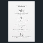 Menu de Casamento Elegante Preto e Branco Atempora<br><div class="desc">Menu de casamento clássico e elegante com um layout simples e títulos de pratos em uma fonte moderna. O layout limpo e minimalista torna este menu de casamento preto e branco ótimo para um casamento tradicional e formal.</div>