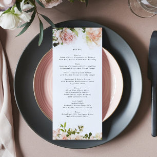 Menu de casamento Elegante Rosa Romance