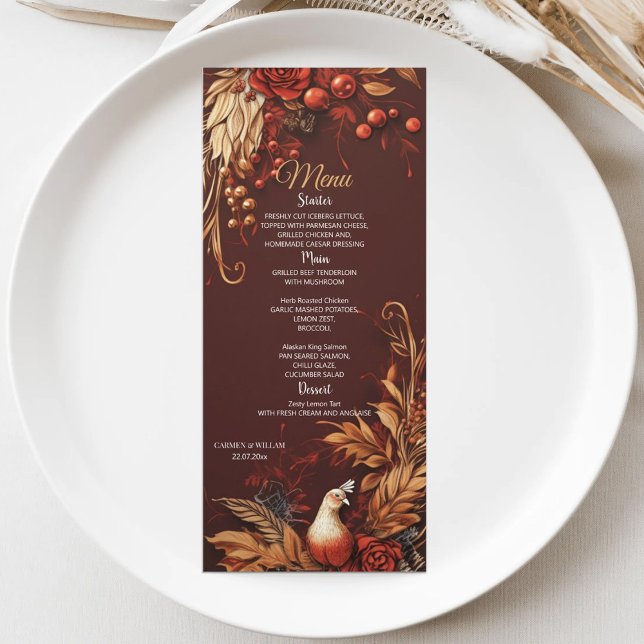 Menu de Casamento Elegante Turco Floral Moderno (Criador carregado)