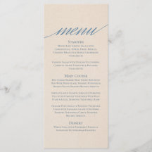 Menu de Casamento em Série Moderna em Azul Dusty