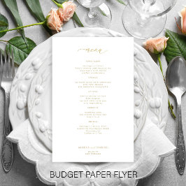 Menu de casamento em tipografia dourada simples