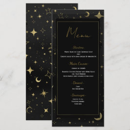 Menu de Casamento Estrelas da Lua Celestial Preto