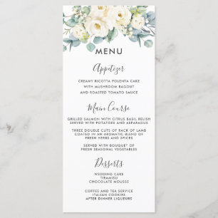 Menu de Casamento Eucalyptus Floral Branca de Ivor