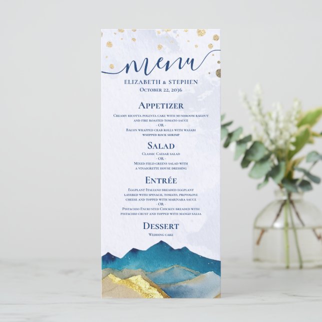 Menu de Casamento Externo da Dourada Montanha Azul (Em pé/Frente)