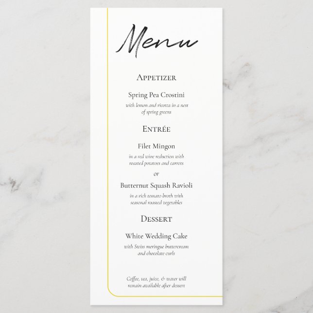 Menu de Casamento Fio de Ouro Único (Frente)