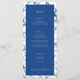 Menu de Casamento Floral Azul Francês e Obrigado