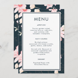 Menu de Casamento Floral Belo Blush Azul