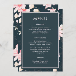 Menu de Casamento Floral Belo Blush Azul