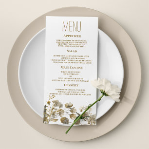 Menu de Casamento floral castanho-branco-marfim-es