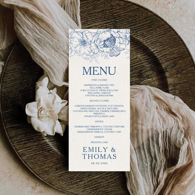 Menu de Casamento Floral Chinoiserie (Criador carregado)