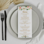 menu de casamento floral com blush de aquarela<br><div class="desc">design floral moderno. Rosas de aquarela elegantes com cor rosada. Você pode personalizar o texto e as cores.</div>