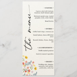 Menu de Casamento Floral com Escrita Vertical Mini