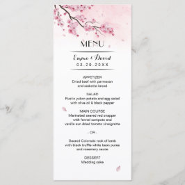Menu de Casamento Floral Cor de Água Cereja Blosso