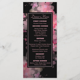 Menu de Casamento Floral Cor de Água Delicada Rosa