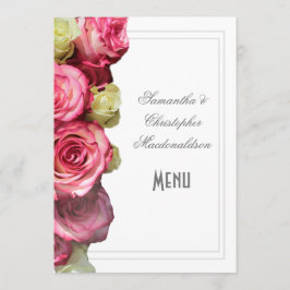 Menu de casamento floral cor de rosa