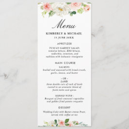 menu de casamento floral cor-de-rosa