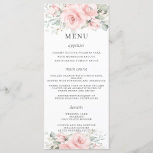 Menu de Casamento Floral Cor-de-Rosa Delicada-Rosa