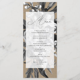 Menu de Casamento Floral da Kraft Rustic Industria
