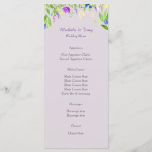 Menu de Casamento Floral da Orquídea Aquosa