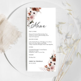 Menu de Casamento Floral da Seda