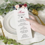 Menu de Casamento Floral de Blush Blue Bloom<br><div class="desc">Cartão De Menu Floral De Blush Blue Bloom. (1) Para mais personalização,  clique no link "personalizar mais" e use nossa ferramenta design para modificar esse modelo. (2) Se precisar de ajuda ou itens correspondentes,  entre em contato comigo.</div>