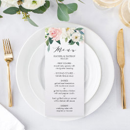 Menu de Casamento Floral de Blush White Bloom Wate