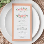 Menu de Casamento Floral de Cor de Água de Blush e<br><div class="desc">Crie os seus próprios Menus de Casamento Floral de Blush & Sage Watercolor, personalizados, usando estes modelos pela Cali Graphics. Este design de casamento do jardim floral apresenta lindas flores cor-de-água rosa pinceladas acima e abaixo dos seus nomes personalizados. Ao contrário, há uma bela cor verde sábio e um padrão...</div>