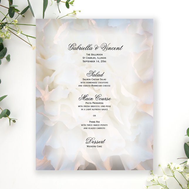 Menu de Casamento Floral de Cravos Brancos (Criador carregado)