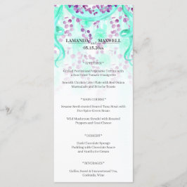 Menu de Casamento Floral de Fita Teal