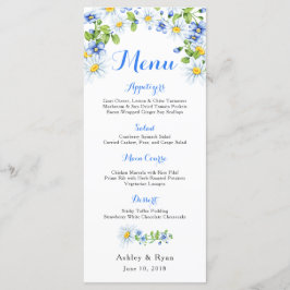 Menu de Casamento Floral de Margarida Branca Azul