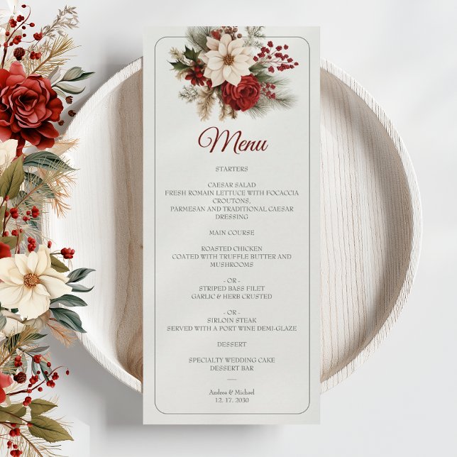 Menu de Casamento Floral de Pinheiro Rústico de In (Criador carregado)