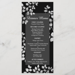 Menu de Casamento Floral de Prata Moderna