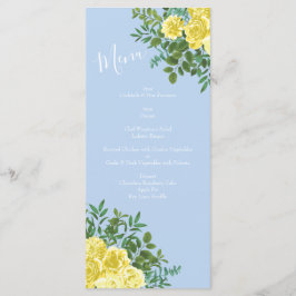 Menu de Casamento Floral de Rosa Azul Pálido e Ama