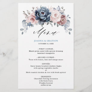 Menu de Casamento Floral de Rosa de Folha de Mata 