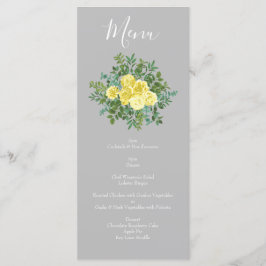 Menu de Casamento Floral de Rosa de Peônia Amarela
