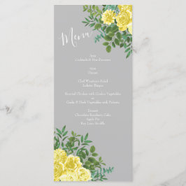 Menu de Casamento Floral de Rosa de Peônia Amarela