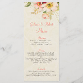Menu de Casamento Floral de Rosas de Blush Vintage