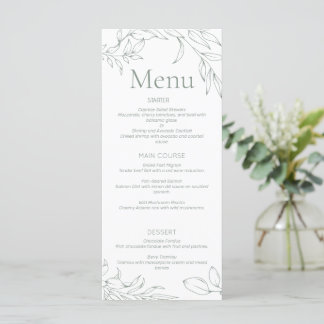 Menu de Casamento Floral de Sage Minimalista