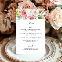 Menu de Casamento Floral do Jardim Teal Branco Ros