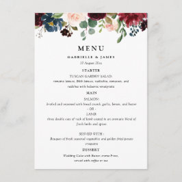 menu de casamento floral do marinho Burgundy de aq
