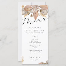 Menu de Casamento Floral do outono Elegante