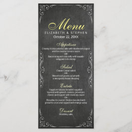 Menu de Casamento Floral do Quadro Chic Black & Wh