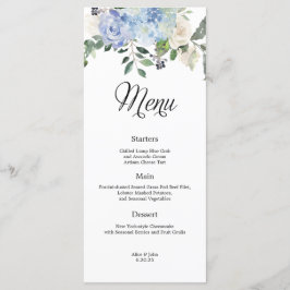 Menu de Casamento Floral Dusty Blue Hydrangea