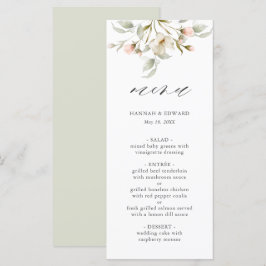 Menu de Casamento Floral Elegante Blush White Sage