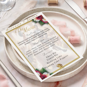 Menu de Casamento Floral Elegante do Dia do Núdio