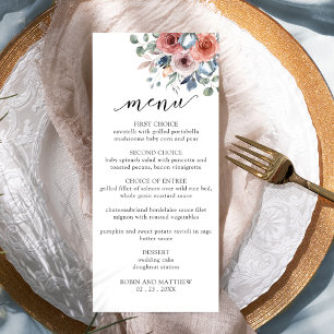 Menu de Casamento Floral Elegante e Mínimo