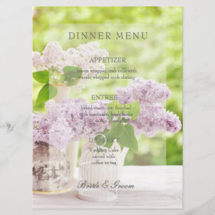 Menu de Casamento Floral Lilac Flor de Primavera R