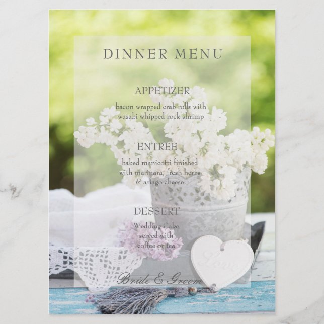 Menu de Casamento Floral Lilac Flor de Primavera R (Frente)