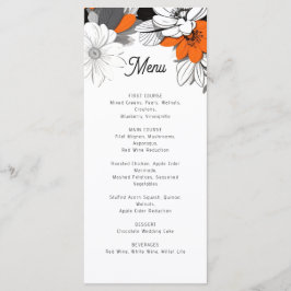 Menu de casamento floral monocromático moderno