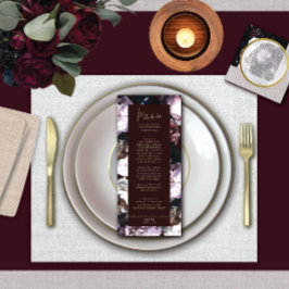 Menu de Casamento Floral Personalizado da Borgonha